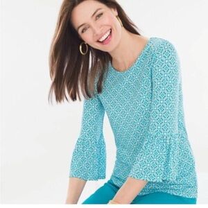 Chico's Blue Patterned Blouse